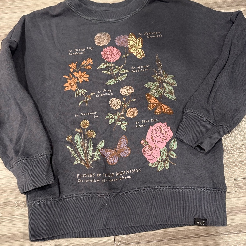 Abercrombie Kids Dark Gray Floral Graphic Sweatshirt
